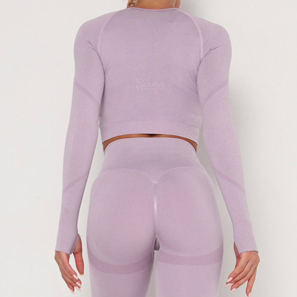Stylish Lysse Long Sleeve Purple Shapewear Top - Size XL